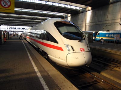 I.C.E train in Munich's Hauptbahnhof